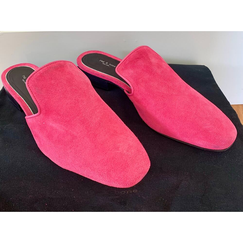 Rag & Bone Luis Loafer Mule in Peony Pink‎ Size 8 Slip-On Suede Square Toe
